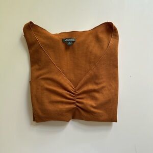 Wild Fable Burnt Orange waffle crop sz M